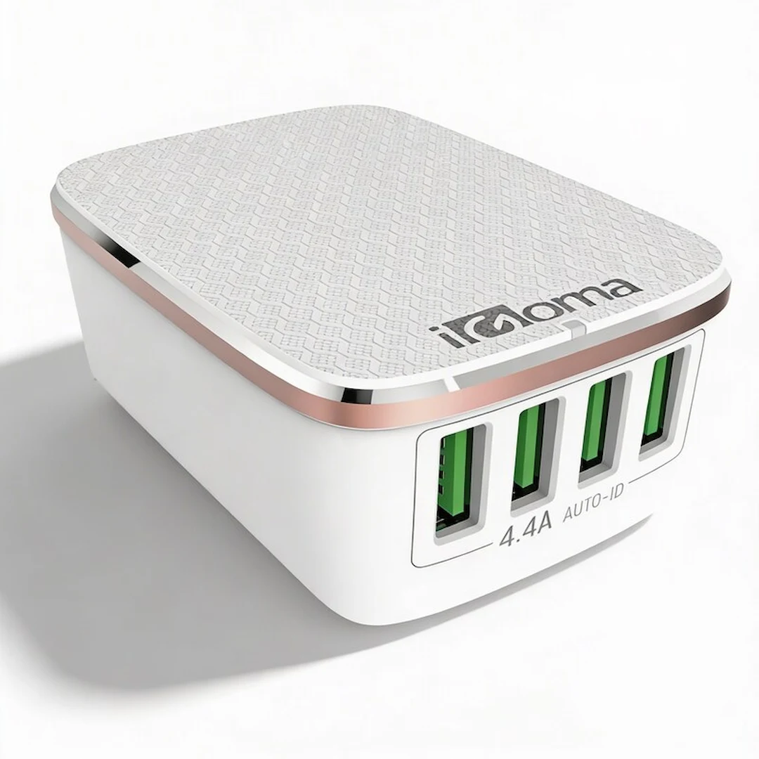 IG-CYE-CAR-CH29-A-BLA.1 Cargador Igoma 4 Puertos USB A Carga Rapida Blanco - Image 1